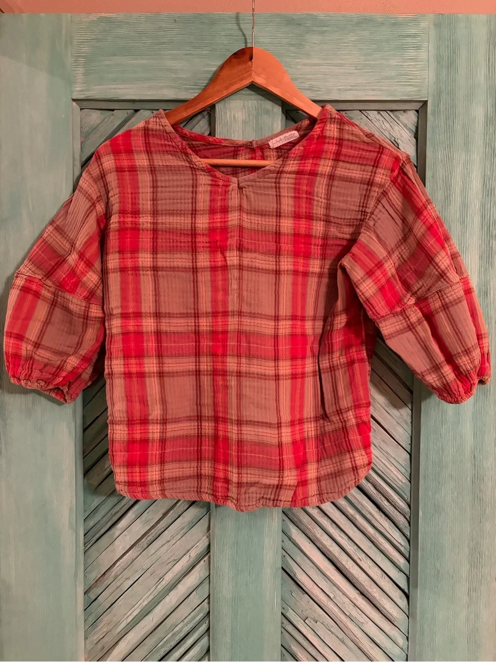 Free People x CP Shades Plaid Pullover Blouse
